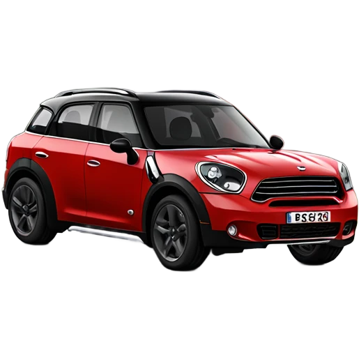 Red mini countryman S with a black top and black wheels emoji