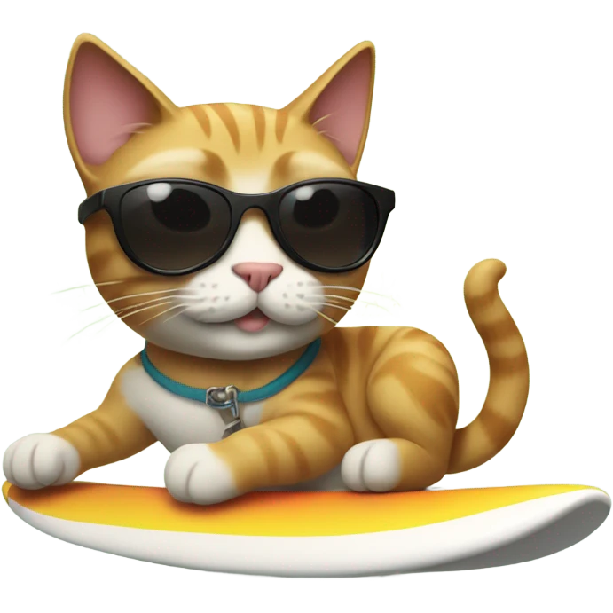 Cat on a surf board with sunglasses emoji