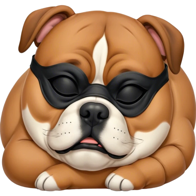 Cinematic Chubby Sleeping Boxer dog Portrait Emoji, Chubby and serene, with a stocky, adorable build and a smooth fawn coat accented by a distinctive black mask, eyes gently closed in peaceful slumber, Simplified yet irresistibly endearing features, highly detailed, glowing with a gentle, dreamy glow, high shine, relaxed and content, stylized with a touch of whimsy, bright and heartwarming, soft glowing outline, capturing the essence of a blissfully sleepy guardian, so comically serene it feels like it could roll out of the screen and snore with adorable charm! emoji