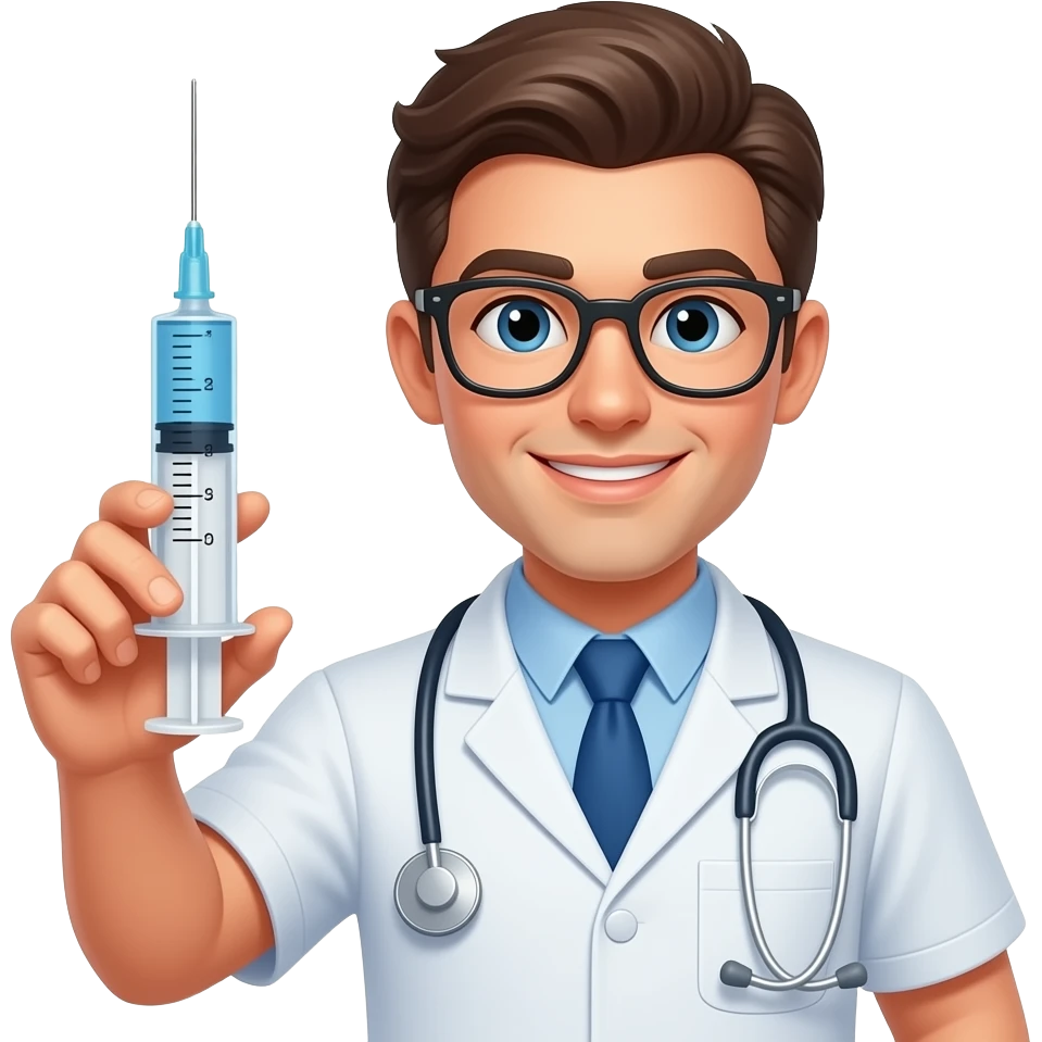 doctor Holding big Syringe closeup emoji