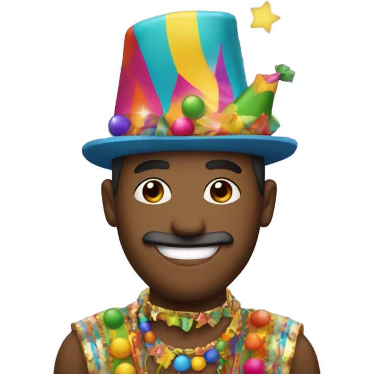 A man wearing a costube but ready to party emoji