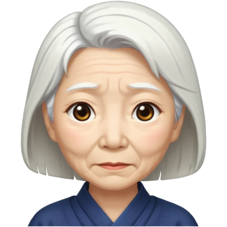 japanese culture old woman with white hair and wrinkles emoji