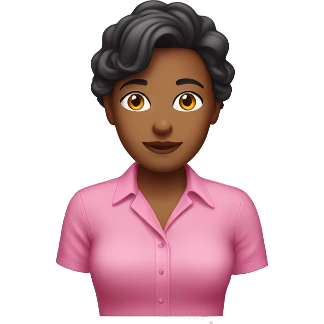 Stephanie wearing pink shirt emoji