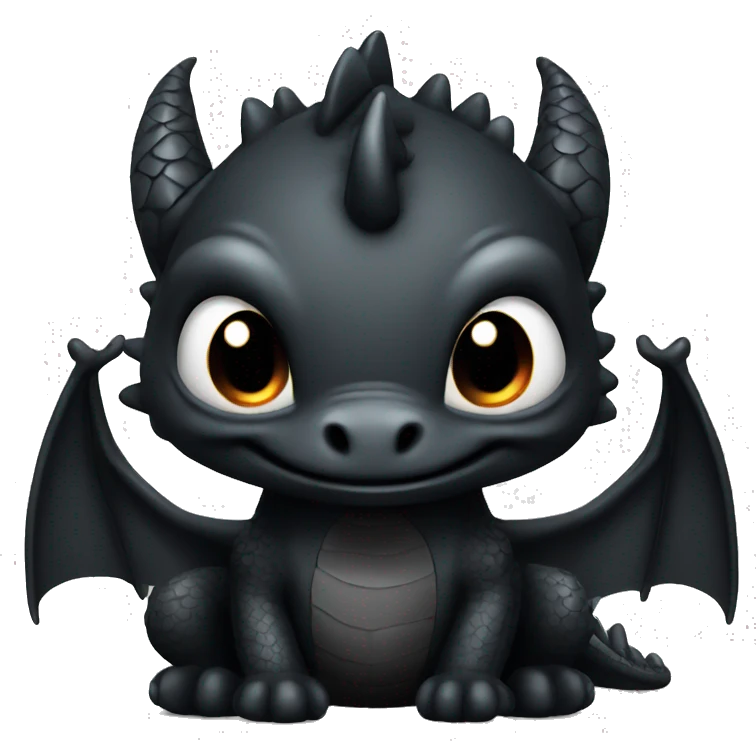 cute black dragon, happy emoji