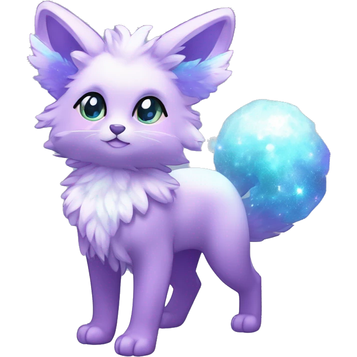 Shiny Sparkly Colorful Fluffy beautiful fantasy Kawaii Ethereal Anthro Sona Nebula-Crystal-Fakemon-animal Full Body emoji