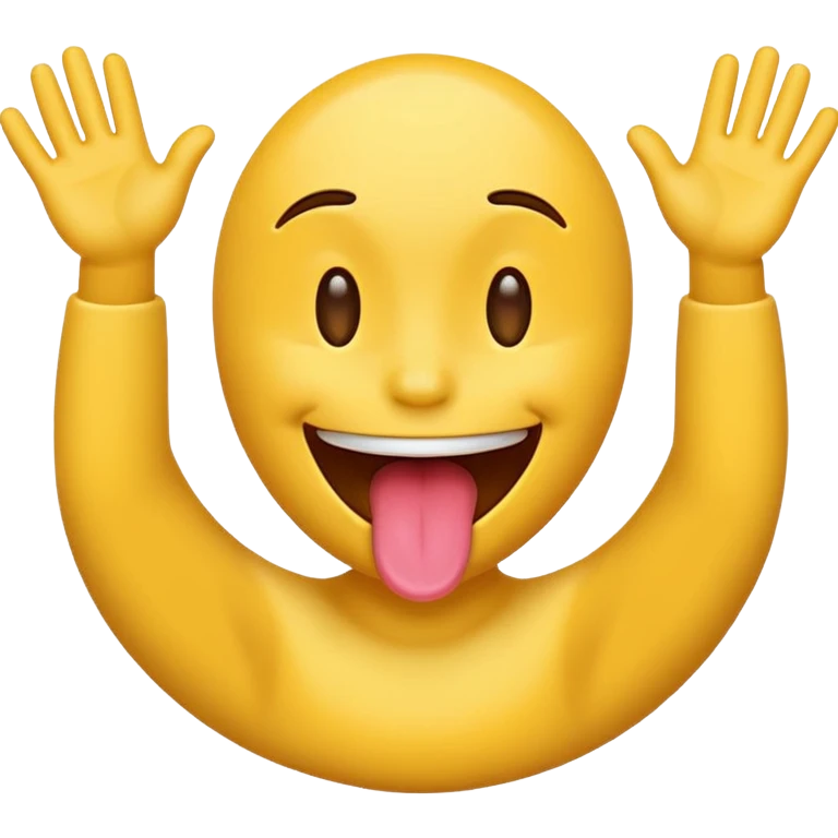 Emoji with tongue out and two hands on the side emoji