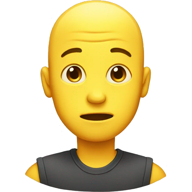 Yellow bald emoji with very big frown and big forehead emoji