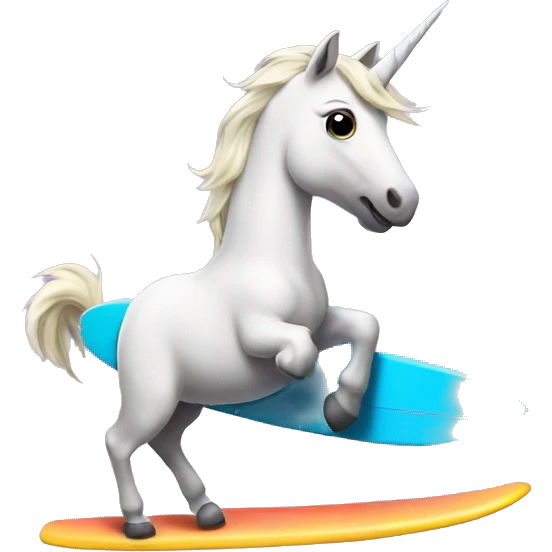 Unicorn riding surfboard emoji