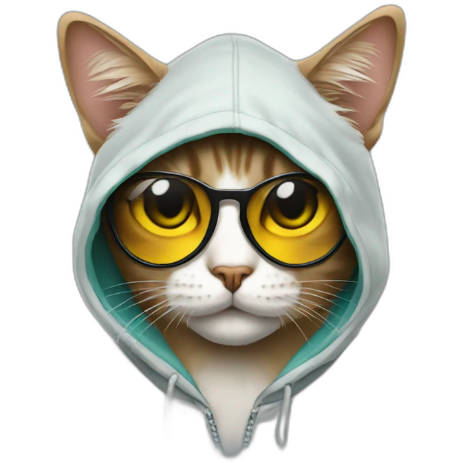 Cat wearing hoodies and sunglasses  emoji