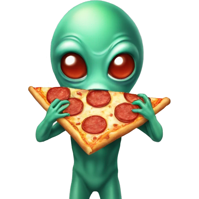 alien eating pizza emoji