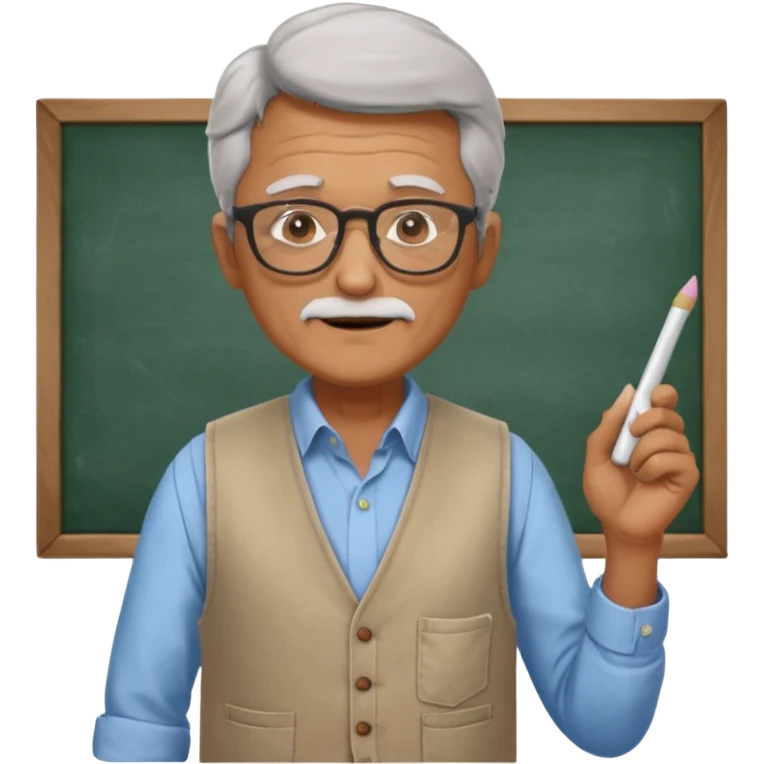 Male Teacher – older man, vest over shirt, glasses, chalk in one hand. emoji