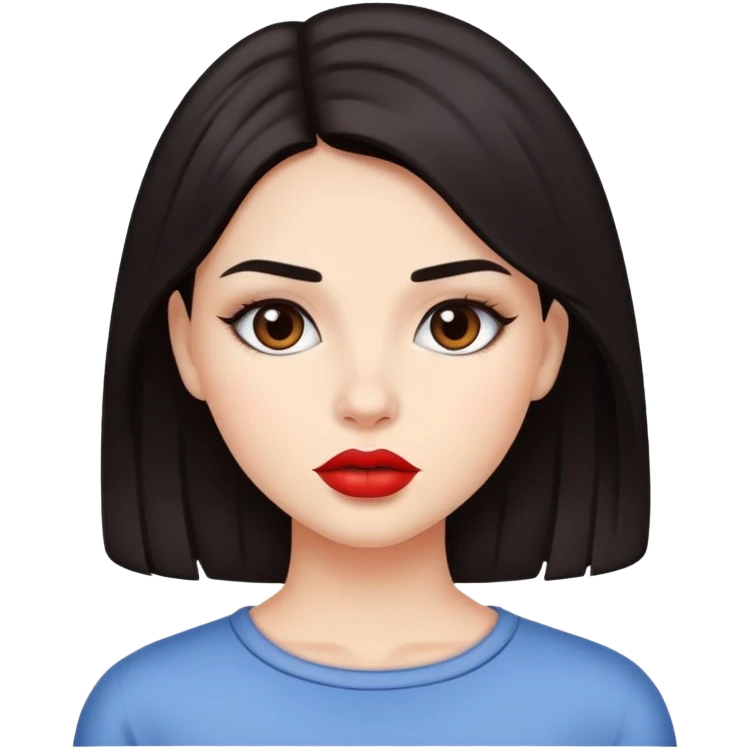 chica con el pelo moreno y los labios delineados emoji