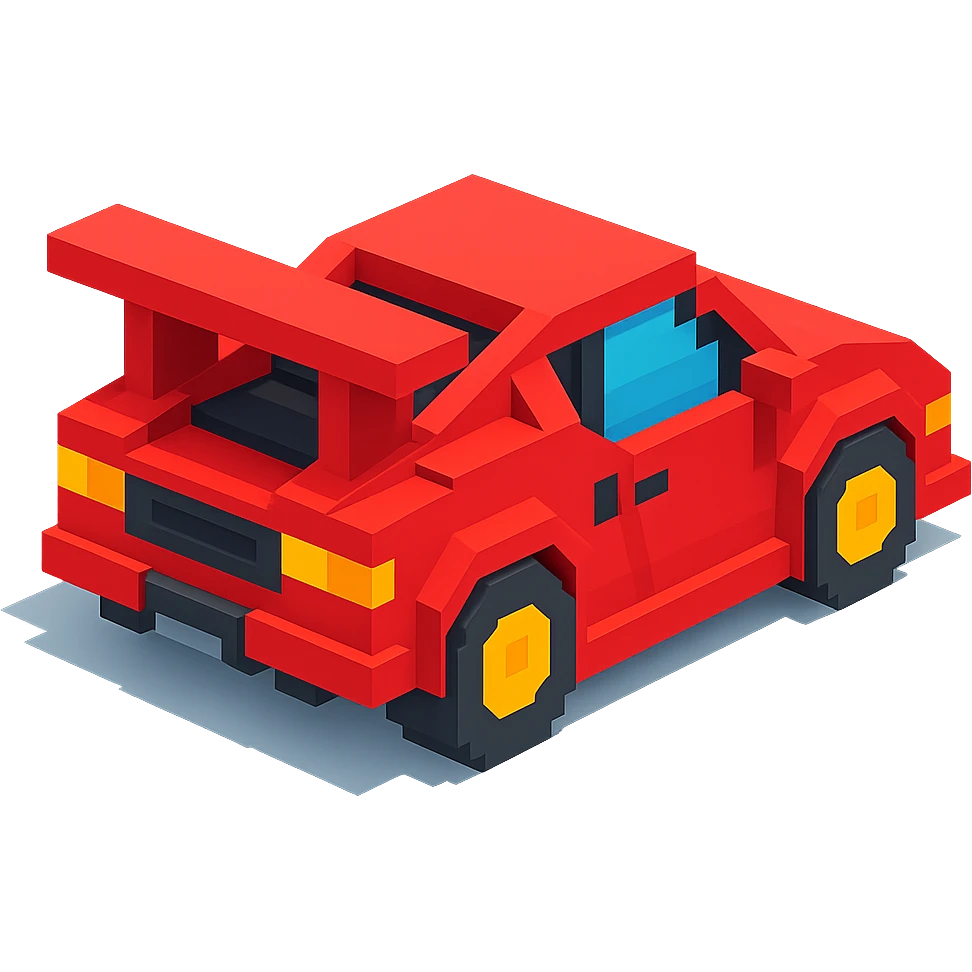 red Lamborghini Countach from rear angle, isometric view emoji