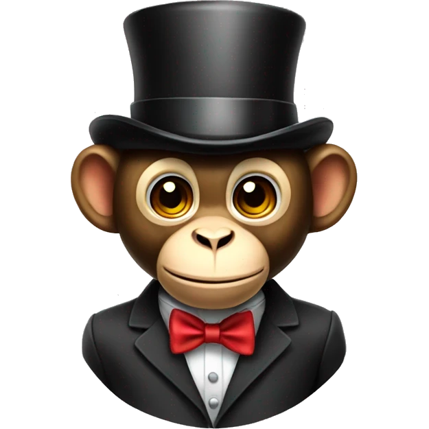 hanging monkey with top hat and bow tie emoji