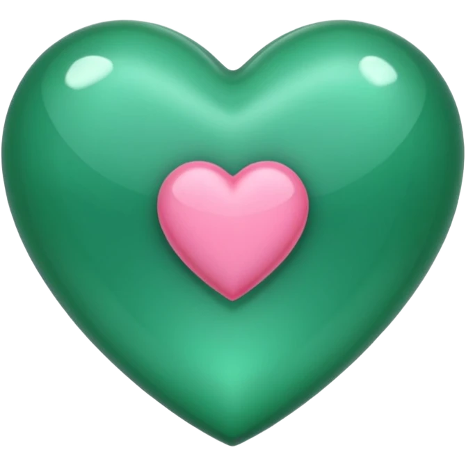 emerald heart with one mini pink heart inside of it  emoji