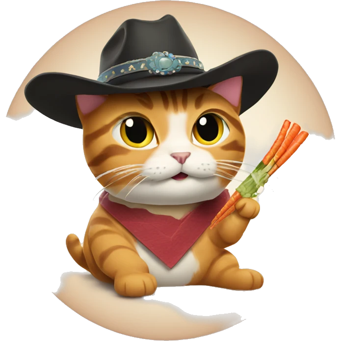 cat eating sushi wearing cowboy hat emoji