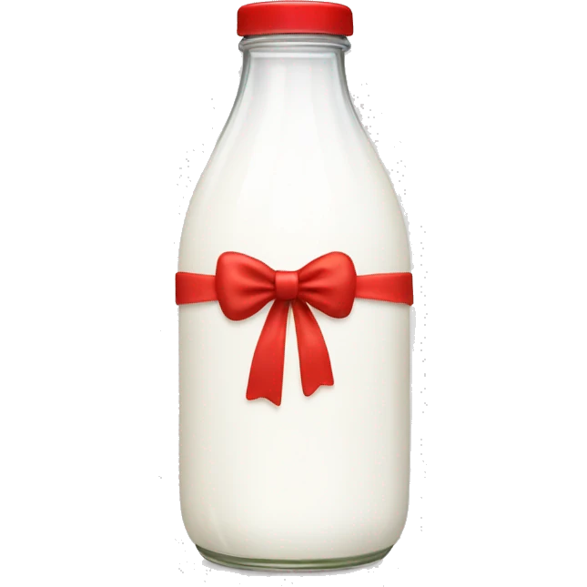 aesthetic milk bottle with a red bow emoji