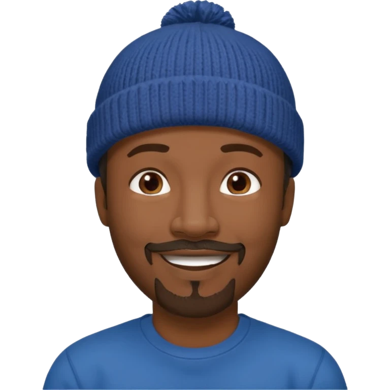 Middle-aged black man, goatee, wearing beanie emoji