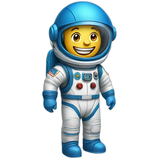 Smiling spaceman wearing a blue helmet emoji