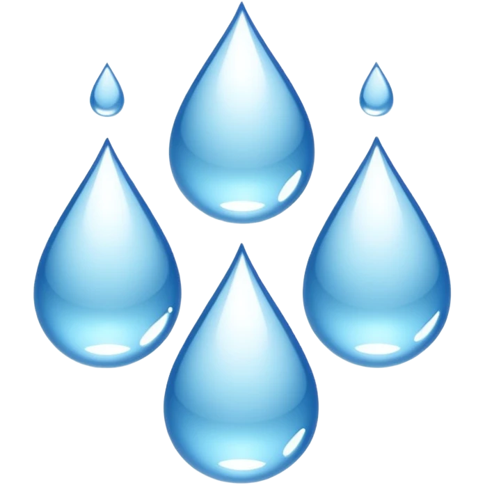 three equally sized droplets stacked on top of each other with two other droplets going outward from the middle droplet emoji