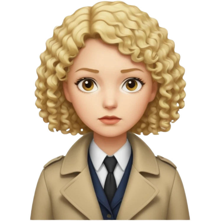 detective woman in long coat, blond short curly hair, white skin emoji