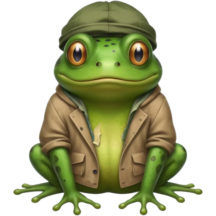homeless frog with torn dirty clothes

 emoji