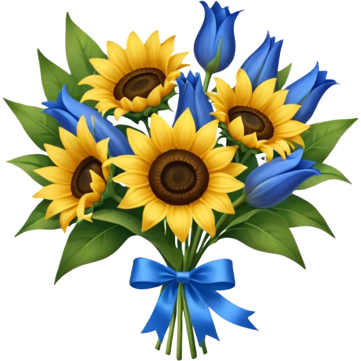 Sunflower and blue Lily bouquet emoji