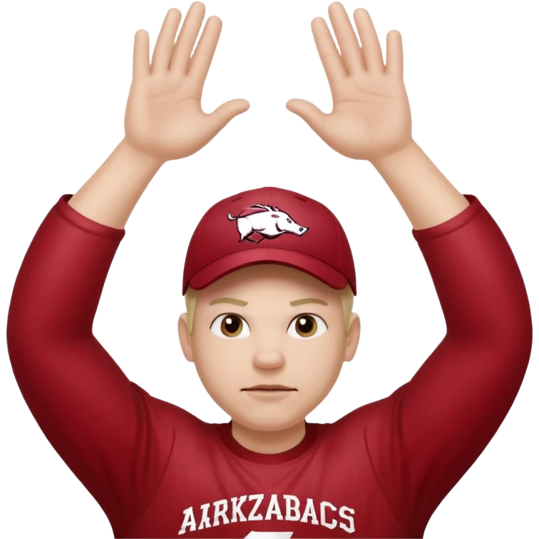 Arkansas razorbacks fan with hands raised over head emoji