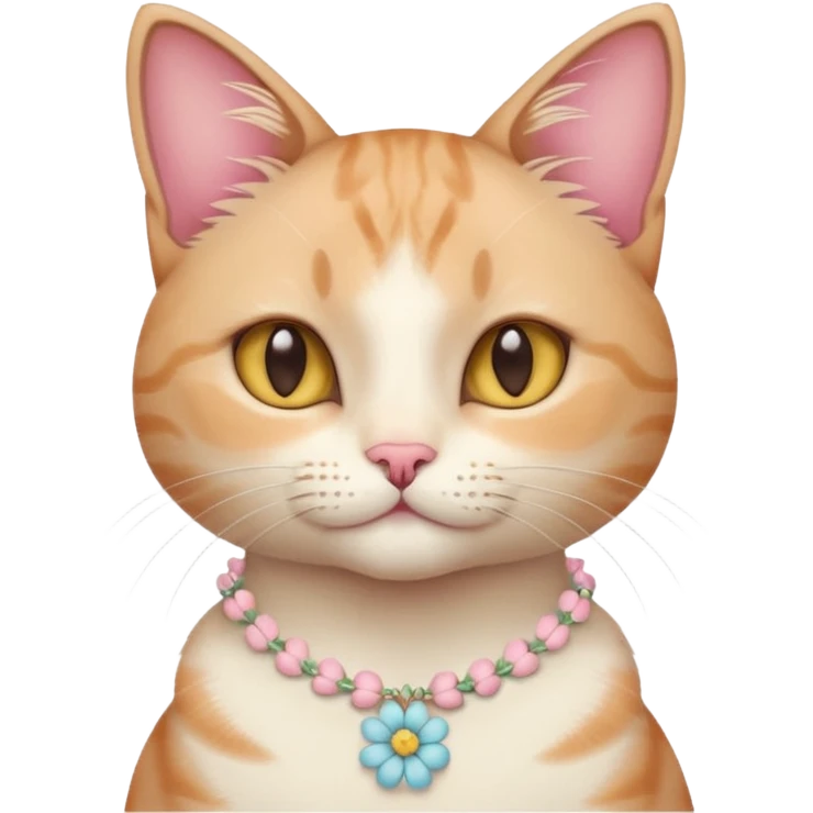 A cute cat with pastel flower necklace, posing proudly. emoji