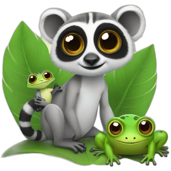 lemur and frog friends emoji