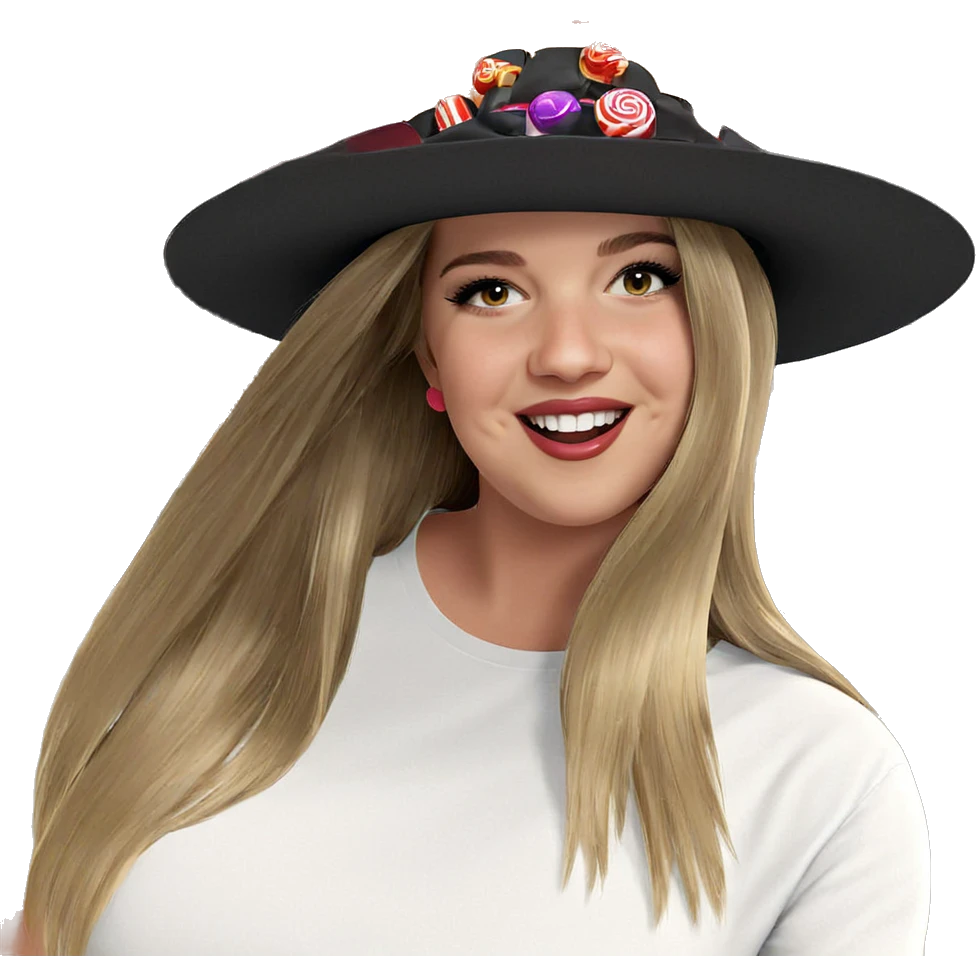 smiling girl with candy emoji