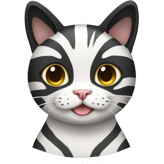 black & white cat with stripes male happy full body emoji