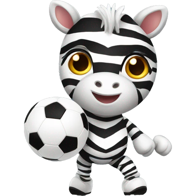 Cute zebra playing soccer emoji