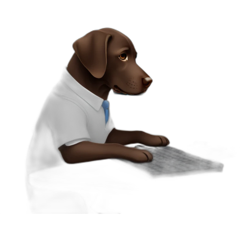 Chocolate labrador working on a computer emoji