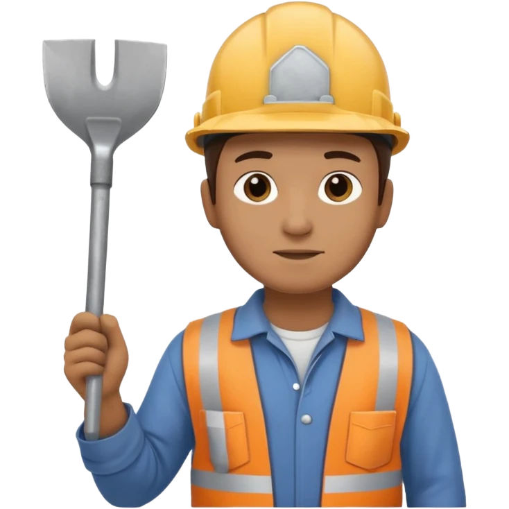 a construction worker holding shovel lifting towards his shoulder emoji