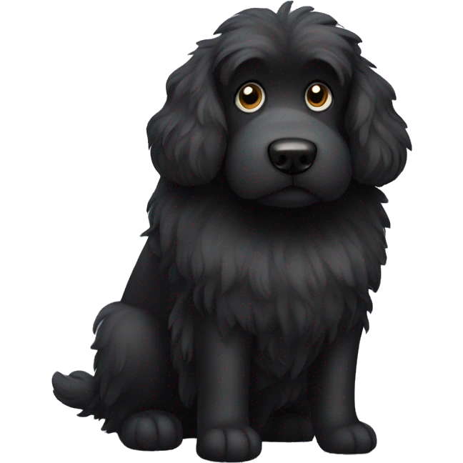 Fluffy big black dog emoji