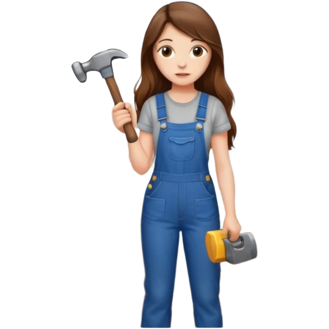 beautiful girl with long brown hair renovating her apartment emoji