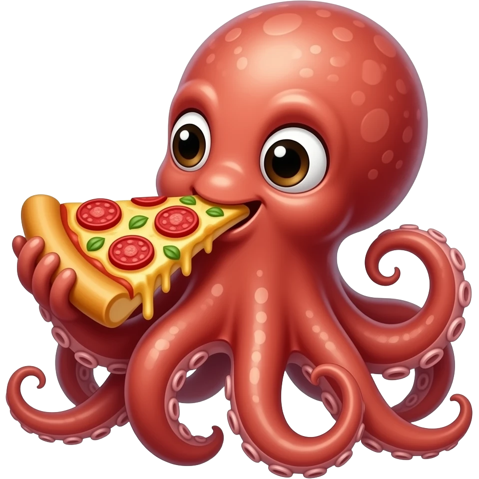 pulpo realista comiendo una porcion de pizza emoji