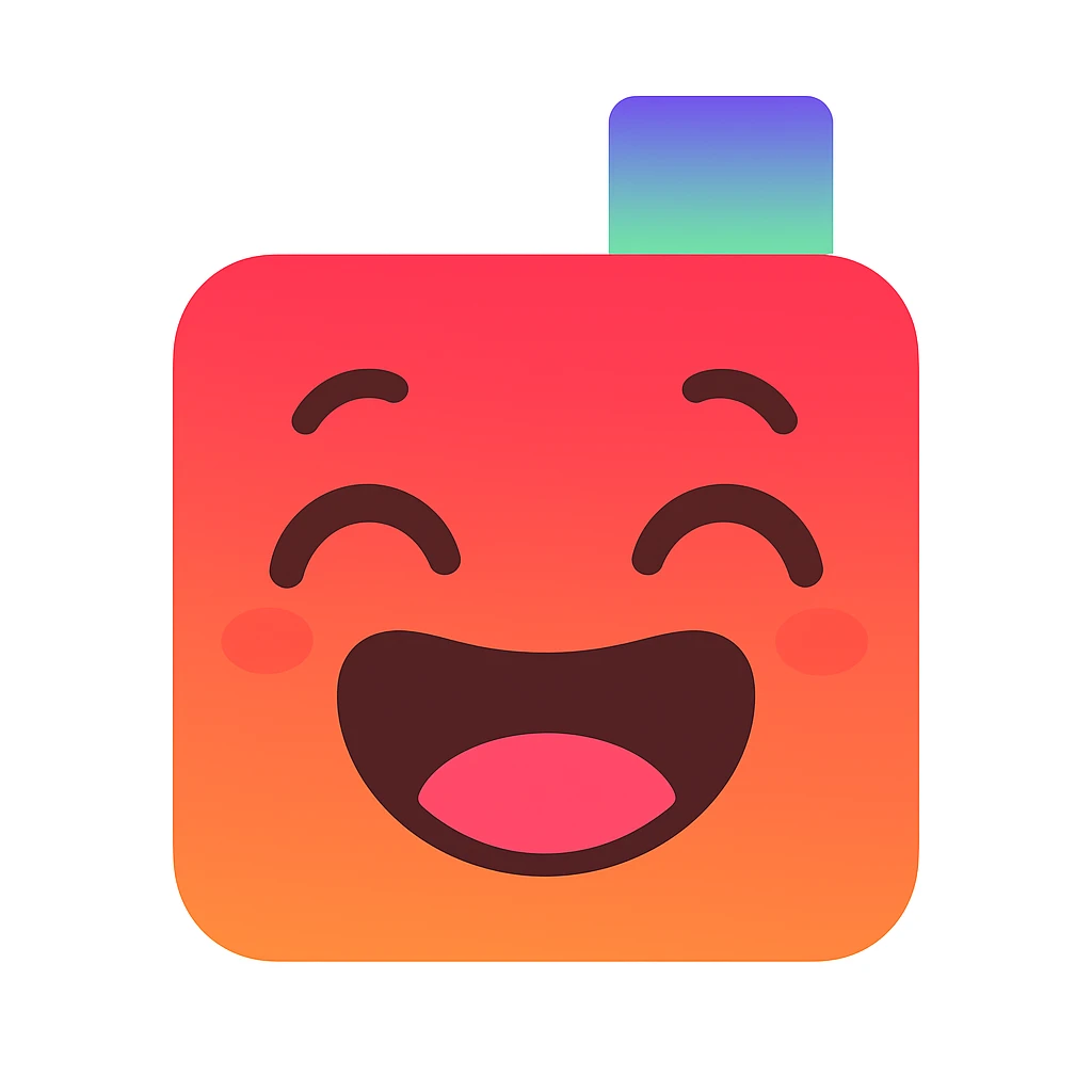 Turn the YumChat icon into a cute laughing emoji character, joyful and energetic, keeping the original colors and shape, in a cute emoji style. emoji