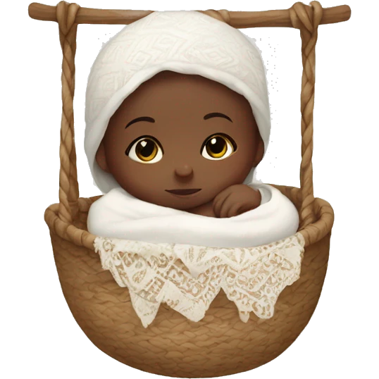 white newborn in boho cradle emoji