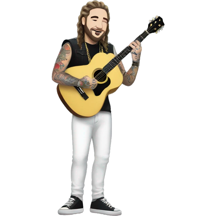 post malone full body with his face and handtattoos and playing a guitar emoji