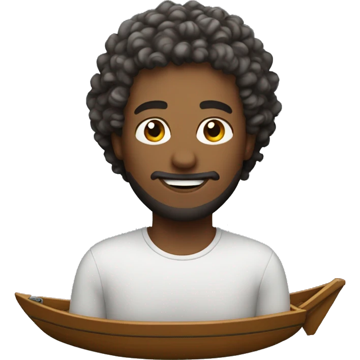 Guy with curly hair on boat emoji