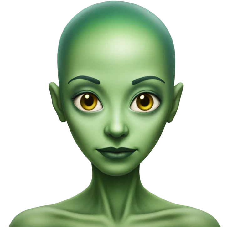 Photo realistic, alien female green emoji