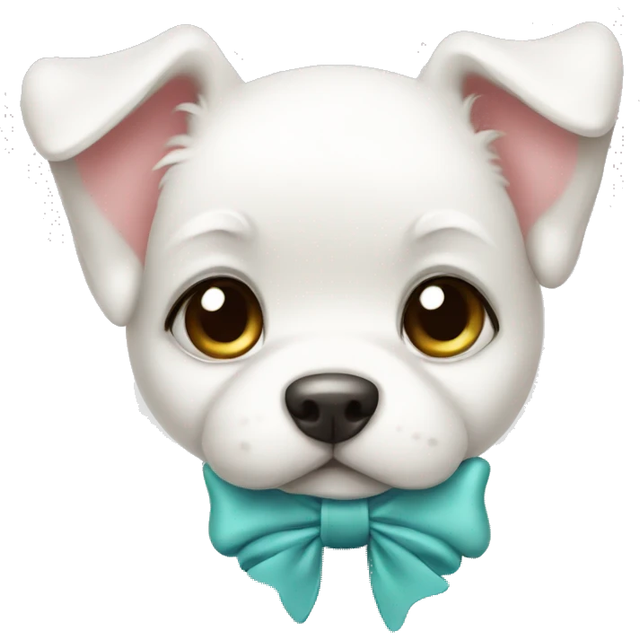 Cute white puppy with bow emoji