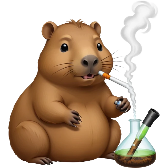 A cabybara smoking out of a bong emoji