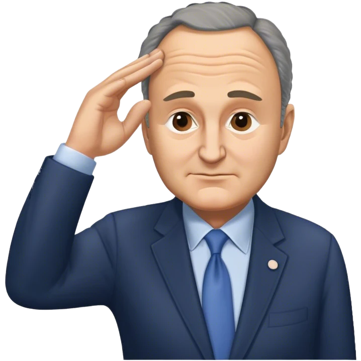 Chuck Schumer making an L with his hand and putting it on his forehead  emoji