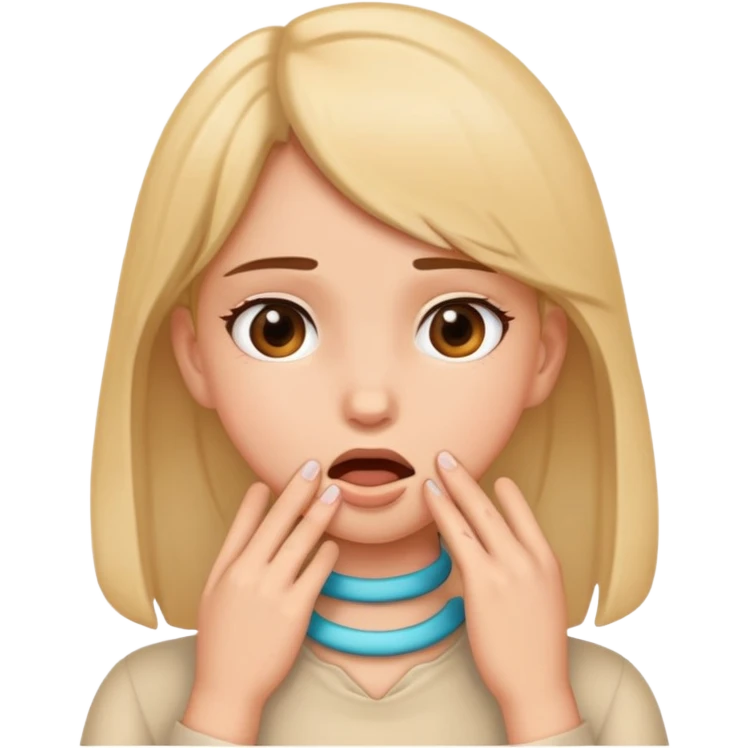 A girl with hands on throat emoji