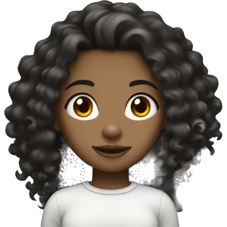 black long curly hair girl with white skin emoji