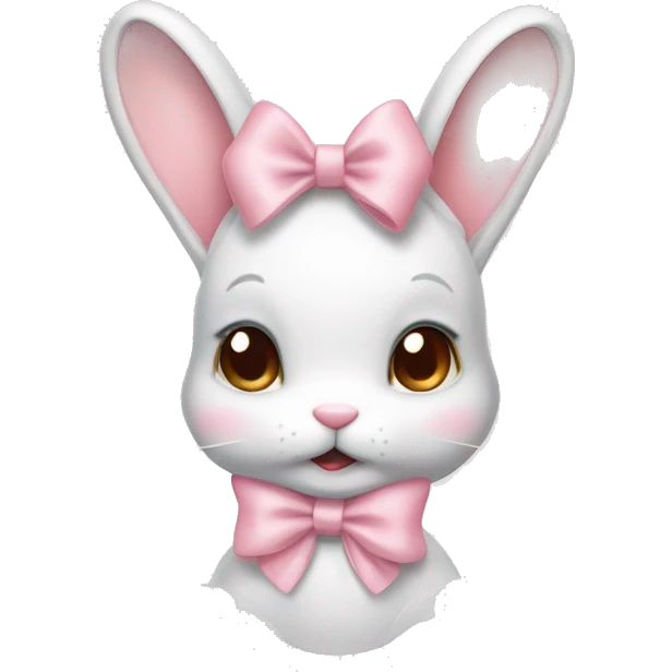 Coquette bunny with light pink pastel bow emoji