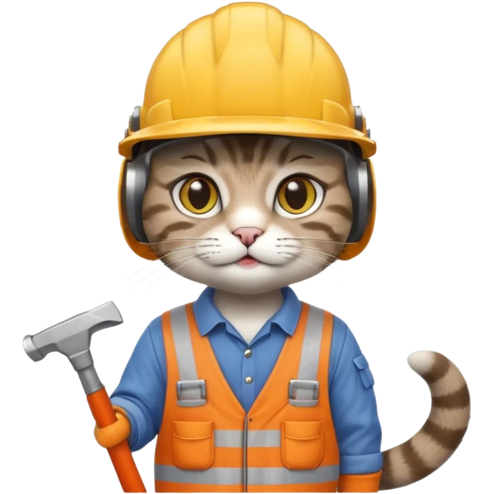 cat, handyman Outfit, wearing a Helmet emoji